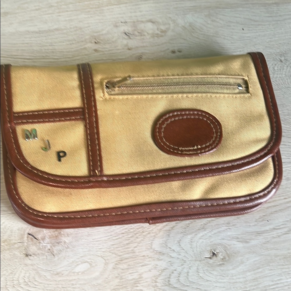 Tan and Brown Canvas Clutch